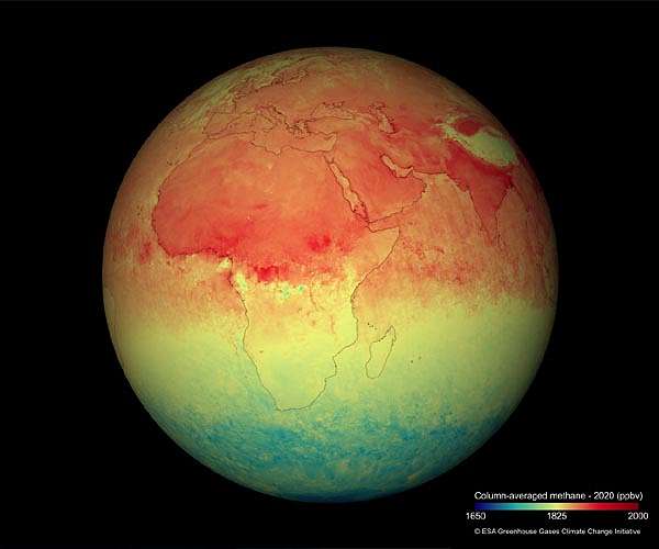 Satellite study revises methane loss high in Earth atmosphere