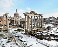 Snow falls in Rome as Europe hit by icy weather