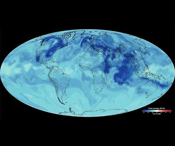 Ozone depletion over North Pole produces weather anomalies