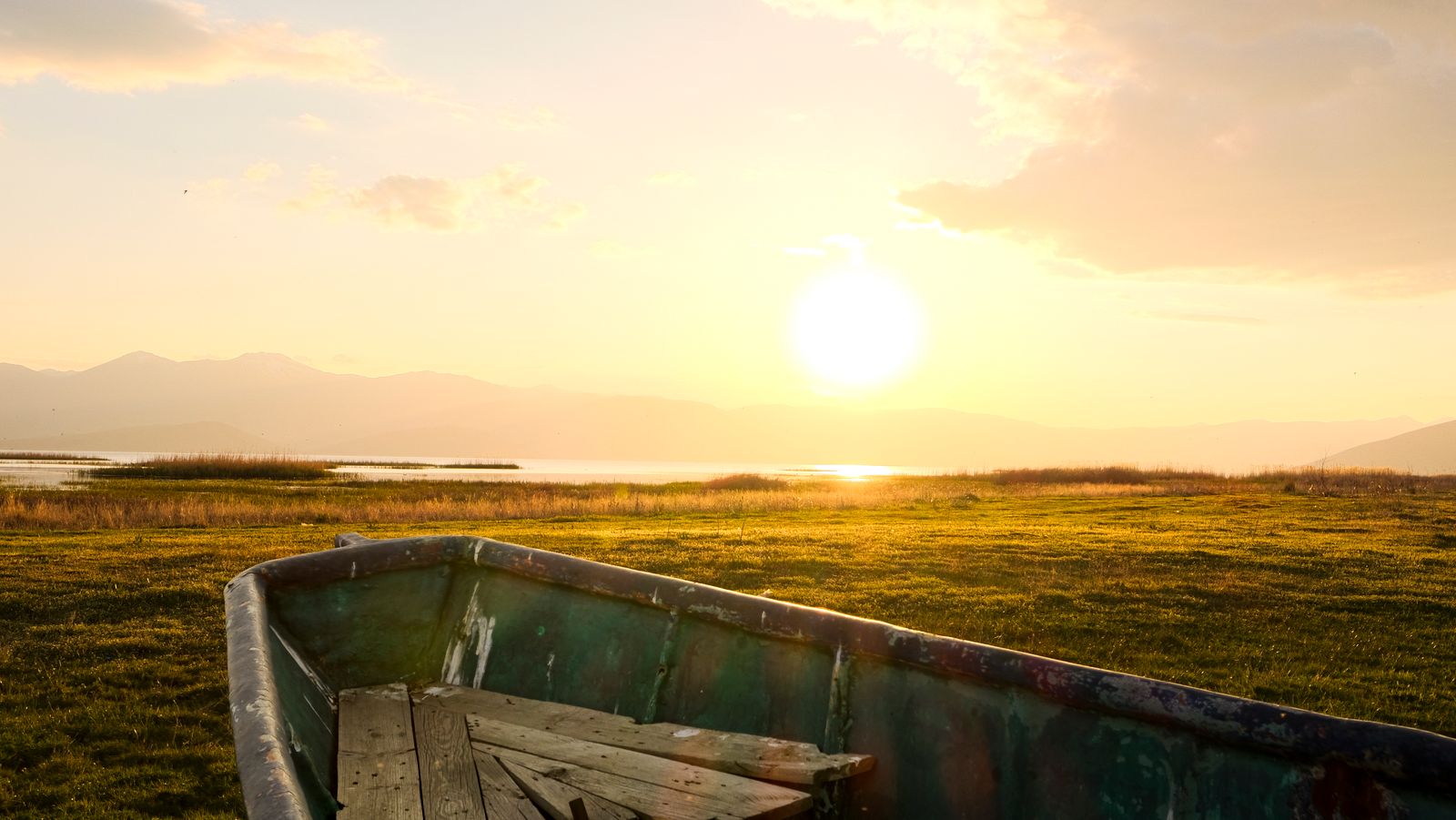 fishing boat Kazakhstan lake